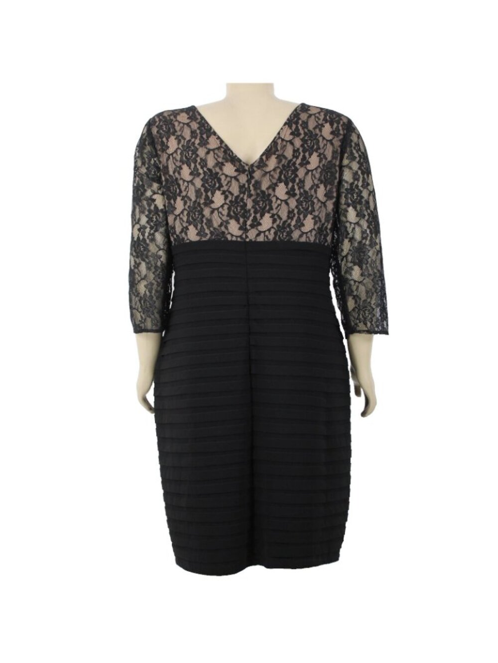 Adrianna Papell $208 Sz 20 Black Tan Lined Lace V Neck Nylon Polyester Dress - Picture 5 of 15